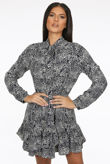 Black Animal Print Knotted High Neck Mini Dress