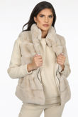 Beige Faux Fur Elastic Waist Band Gilet
