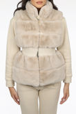 Beige Faux Fur Elastic Waist Band Gilet