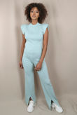 Cap Sleeve Knitted Green Loungewear Set