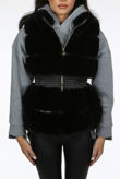 Black Faux Fur Elastic Waist Band Gilet