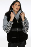 Black Faux Fur Elastic Waist Band Gilet