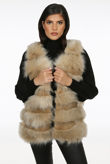 Beige Layered Shaggy Faux Fur Gilet 