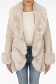 Apricot Faux Leather Fur Trim Coats