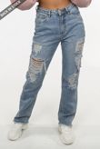 Mid-Rise Ripped Mom Jeans