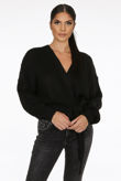 Black Cable Knit Tie Up Robe Cardigan