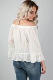 White Off The Shoulder Baggy Sleeve Top