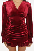 Burgundy Velvet Ruched Side Bodycon Dress