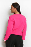 Fuchsia Contrast Knit With Leopard Bow Cuff 