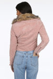 Pink Corduroy Fur Trim Jacket