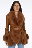 Faux Leather Fur Trim Coats