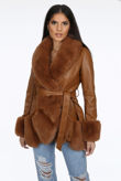 Faux Leather Fur Trim Coats