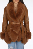Faux Leather Fur Trim Coats