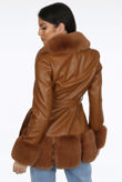 Faux Leather Fur Trim Coats