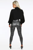 Silver Metallic Snake Print Leggings
