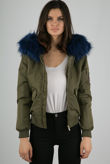 Khaki Fur Hood Military Bomber Jacket