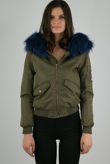 Khaki Fur Hood Military Bomber Jacket