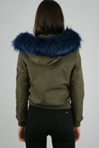 Khaki Fur Hood Military Bomber Jacket
