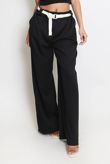 Black Belted Wide Leg Trouser