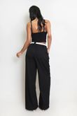 Black Belted Wide Leg Trouser