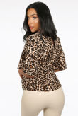 Beige Leopard Print Tie Front Blouse
