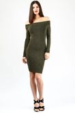 Gold Lurex Off The Shoulder Bodycon Dress