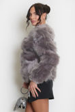 Dark Grey Soft Faux Fur Jacket