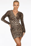 Leopard Print Front Ruched Mini Dress