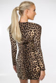 Leopard Print Front Ruched Mini Dress