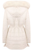 Cream Longer Length Layered Puffer Coat