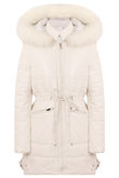 Cream Longer Length Layered Puffer Coat