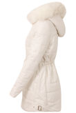 Cream Longer Length Layered Puffer Coat