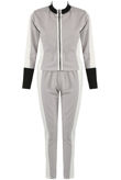 Grey Contrast Print Zip Up Jumper & Trouser Active Wear Set