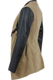 Knitted Beige Pullover With PU Sleeves