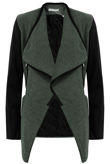 Knitted Khaki Pullover With PU Sleeves