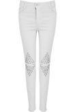 White Studded Knees Ripped Jeans