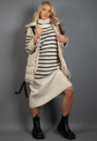Beige Hooded Puffer Gilet With Webbing Detail