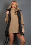 Black Hooded Puffer Gilet With Webbing Detail