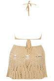 Beige Crochet Halter Top & Mini Skirt Set