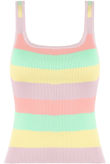 Lilac Square Neck Fine Knit Vest In Stripe