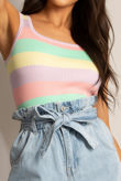 Lilac Square Neck Fine Knit Vest In Stripe