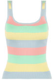 Sky Blue Square Neck Fine Knit Vest In Stripe