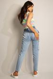 Sky Blue Square Neck Fine Knit Vest In Stripe