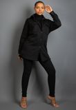 Black Oversized Cotton Blend Shacket