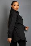 Black Oversized Cotton Blend Shacket