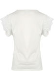 LADY Slogan Pleated Sleeve White Tees