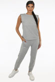 Grey Golden Button Trim Tops & Trouser Set