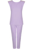 Lilac Golden Button Trim Tops & Trouser Set