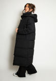 Black Quilted Puffer Coat With Hood