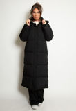 Black Quilted Puffer Coat With Hood